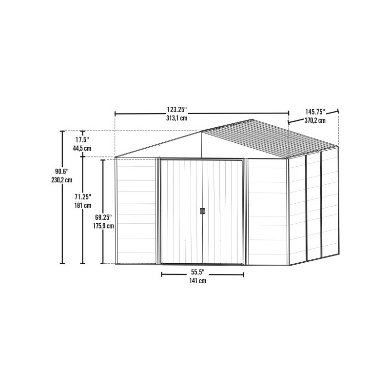 Arrow Ironwood 10x12 Steel Hybrid Shed Kit - Galvanized Anthracite (IWA1012)