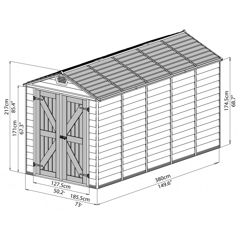   Palram 6 x12 Skylight Storage Shed-Kit - Tan (HG9612T)