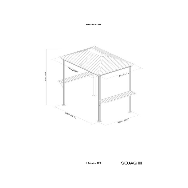Sojag 5x8 Ventura Aluminum Grill Gazebo (500-9161427)