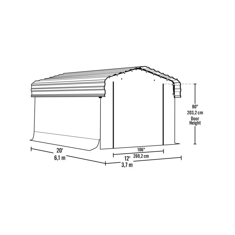 Arrow Carport 12x20 Gray Enclosure Kit (10181)