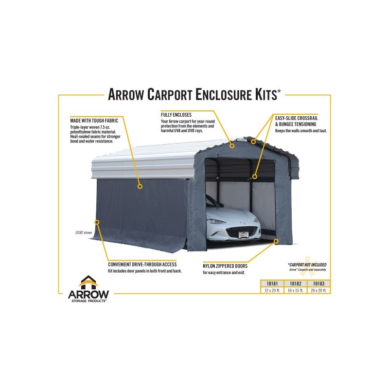 Arrow Carport 12x20 Gray Enclosure Kit (10181)