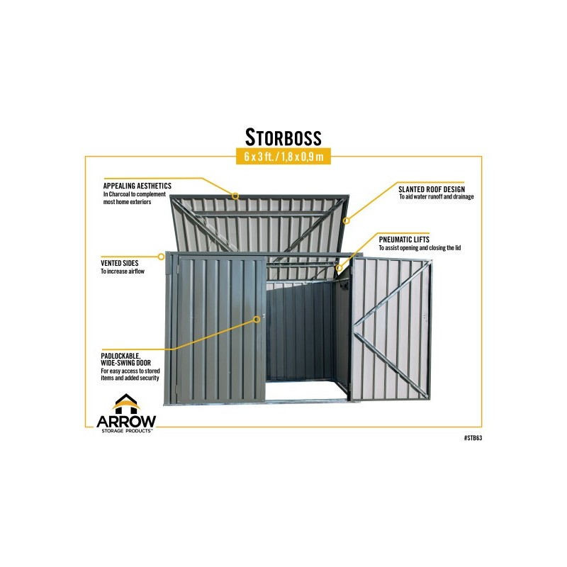 Arrow Storboss 6x3 Horizontal Shed Kit - Charcoal (STB63CC)