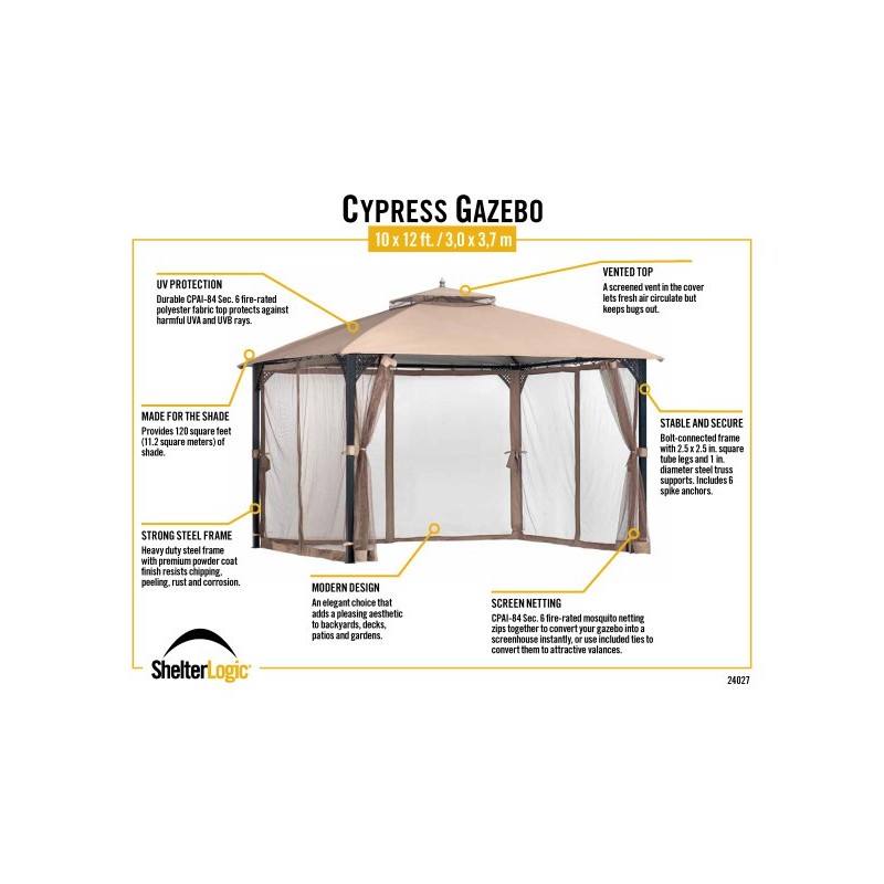 ShelterLogic 10x12 Cypress Brown Gazebo Kit (24027)