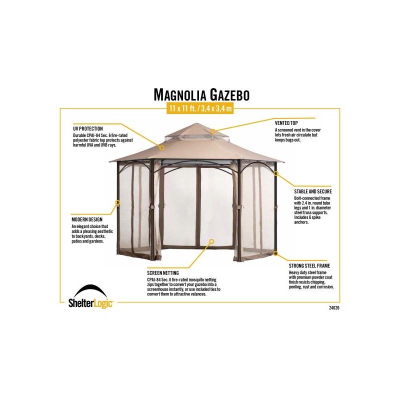 ShelterLogic 11x11 Magnolia Brown Gazebo (24026)