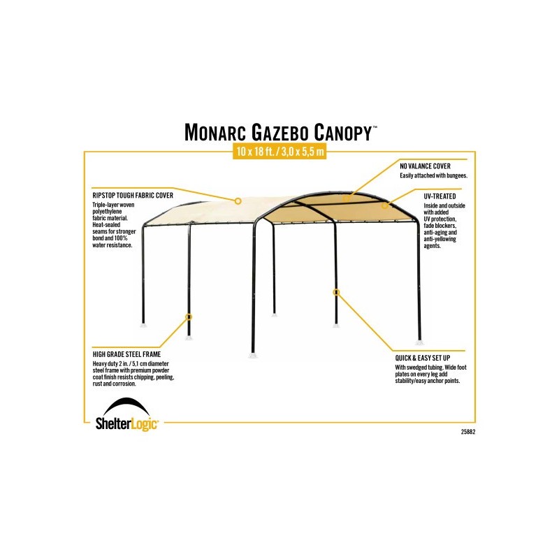 ShelterLogic 10x18 Monarc Gazebo Canopy Kit - Sandstone (25882)