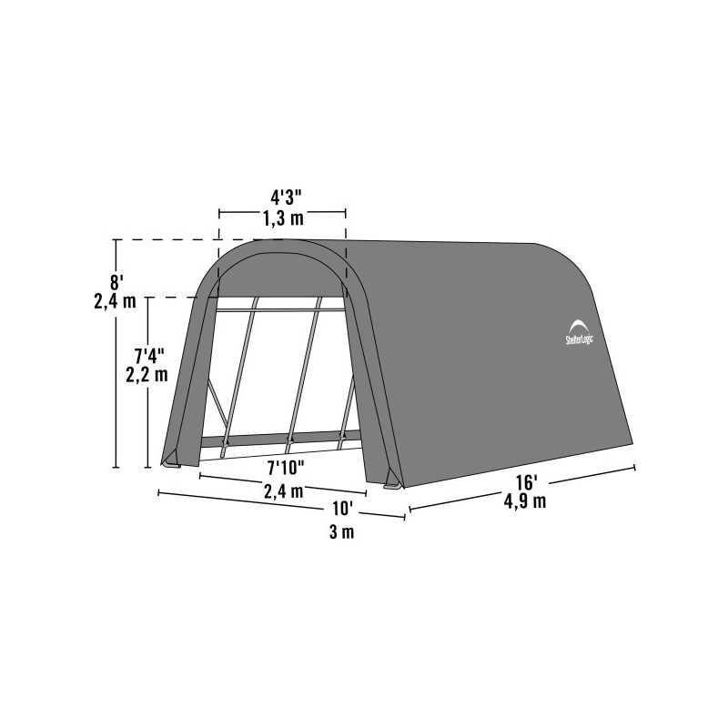 ShelterLogic ShelterCoat 10x16 Gray Garage Kit - Round (77823)