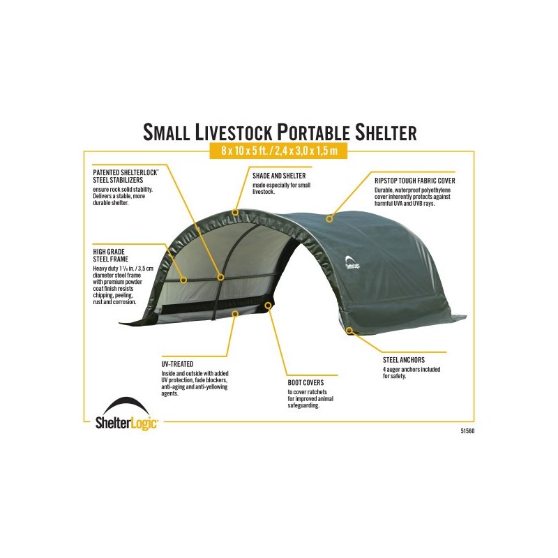 ShelterLogic Round 8x10x5 Small Livestock Shelter (51560)