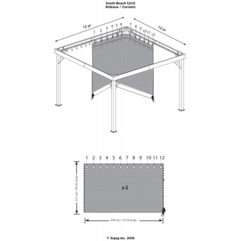 Sojag 12x12 Polyester South Beach Gazebo Curtains - Black (135-9163360)