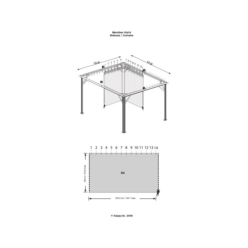 Sojag 10x14  Polyester Meridien Gazebo Curtains - Gray (135-9163766)