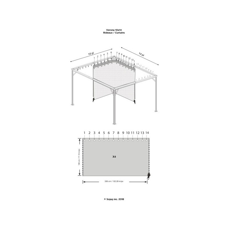 Sojag 10x14 Polyester Verona Gazebo Curtains - Gray (135-9163797)