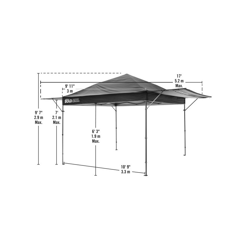 Quik Shade Solo Steel 170 10x17 Straight Leg Canopy - Black (164748DS)