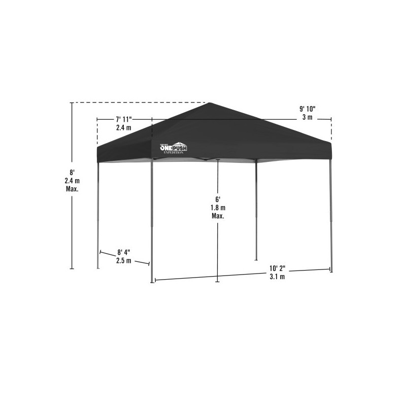 Quik Shade Expedition EX100 10x10 One-Push Straight Leg Canopy - Charcoal (167553DS)