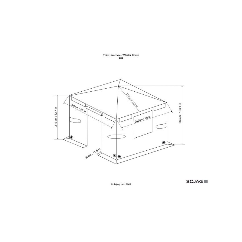 Sojag 8x8 Universal Winter Gazebo Cover - Gray (135-9166934)