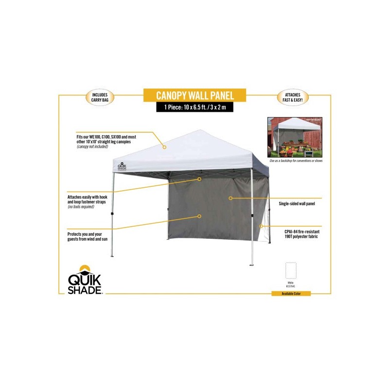 Quik Shade Wall Panel for 10 ft. Canopies - White (157641DS)