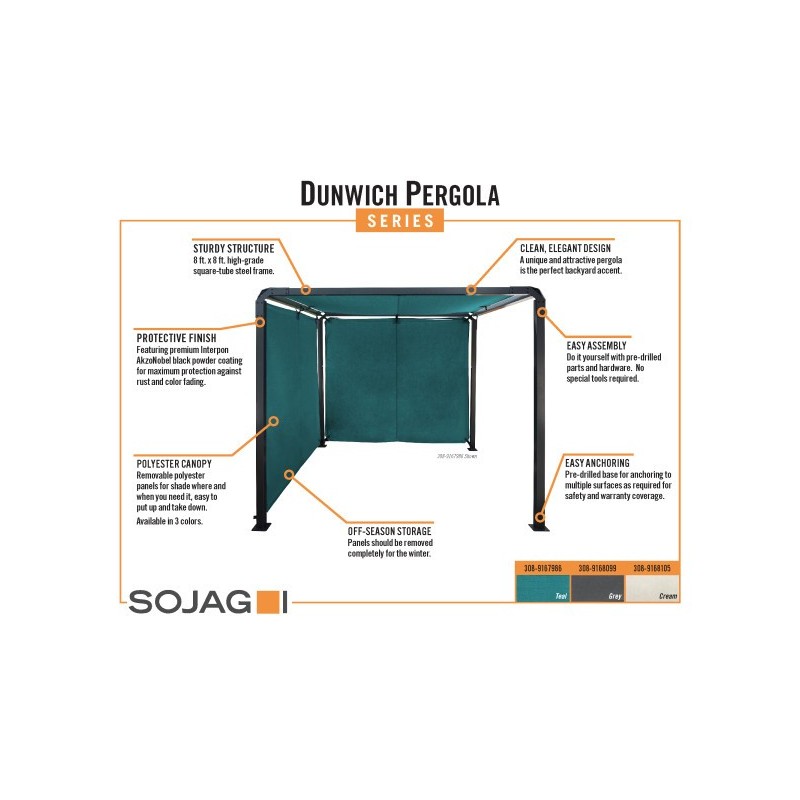 Sojag 8x8 Dunwich Pergola - Teal (308-9167986)