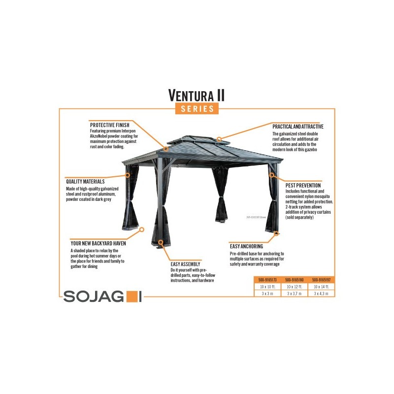 Sojag Ventura 10x10 Double Roofed Gazebo Kit - Dark Grey (500-9165173)