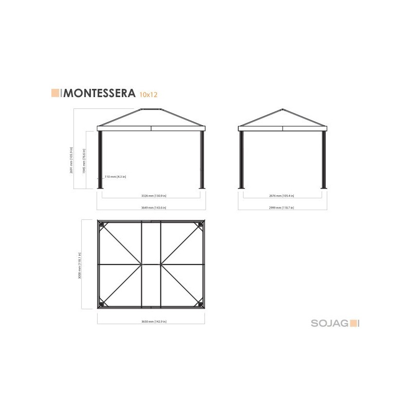 Sojag 10x12 Montessera Gazebo Kit - Grey/White (500-9166842)