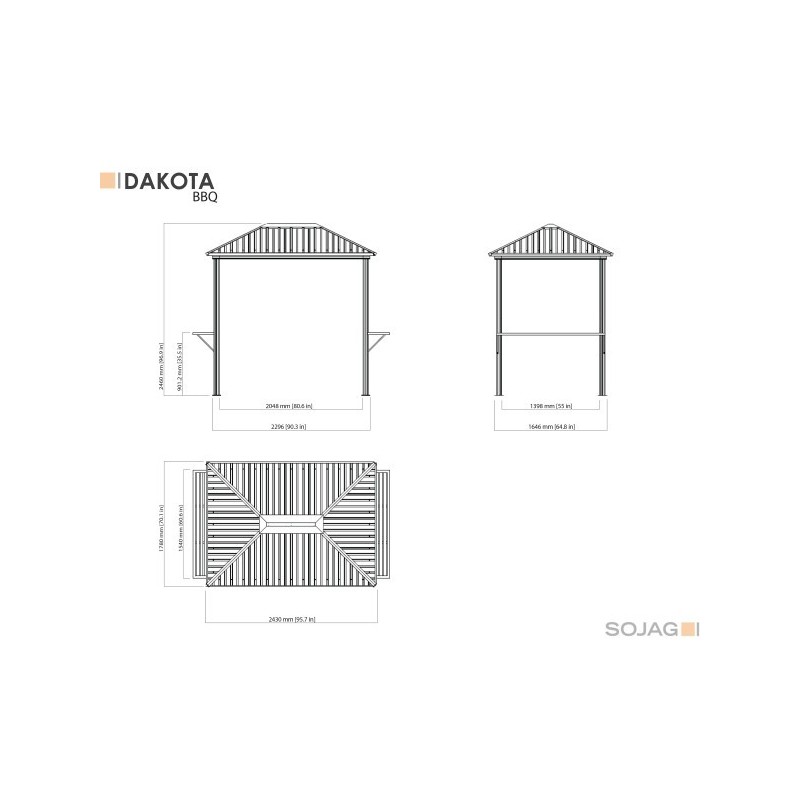 Sojag 6x8 Dakota Grill Gazebo - Dark Brown (500-9166873)