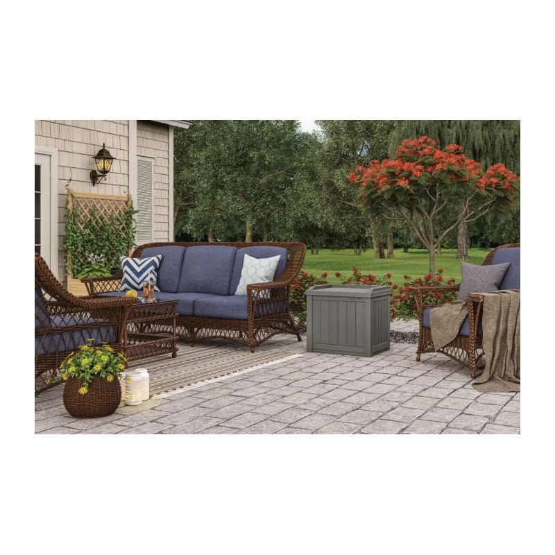 Suncast 22 Gallon Outdoor Box with Storage Seat - Stoney (SS601ST)