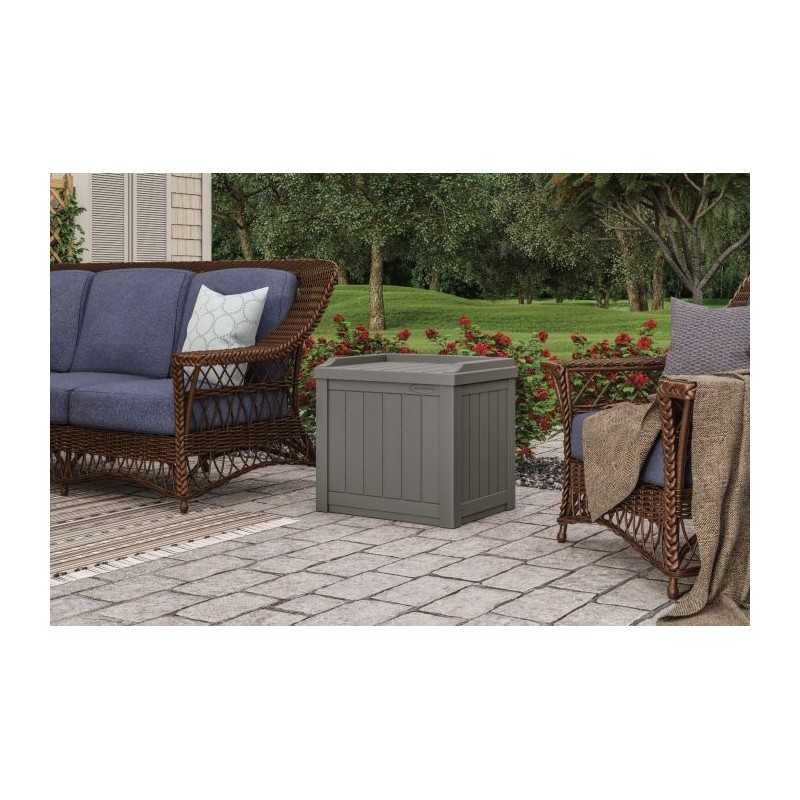 Suncast 22 Gallon Outdoor Box with Storage Seat - Stoney (SS601ST)