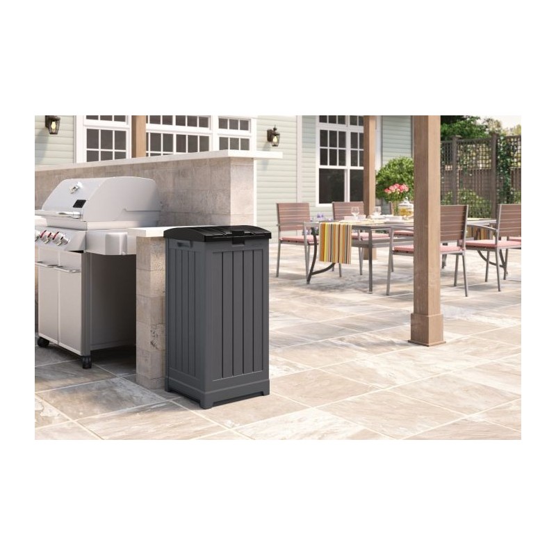 Suncast 36-39 Gallon Wicker Garbage Container - Peppercorn (GH3900)