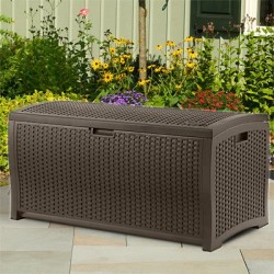 Suncast 73 Gallon Outdoor Storage Box with Storage Seat - Java (DBW7300)