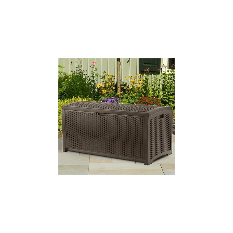 Suncast 73 Gallon Outdoor Storage Box with Storage Seat - Java (DBW7300)