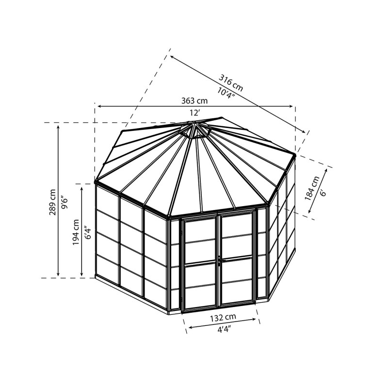 Palram - Canopia 10x12 Oasis Hex Greenhouse Kit - Gray (HG6005)