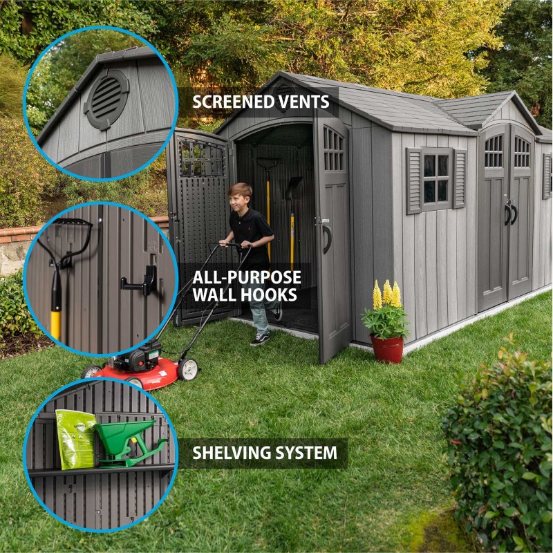 Lifetime 15x8 Rough Cut Backyard Storage Shed with Floor (60318)