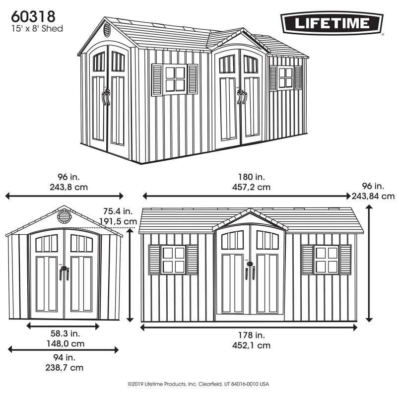 Lifetime 15x8 Rough Cut Backyard Storage Shed with Floor (60318)