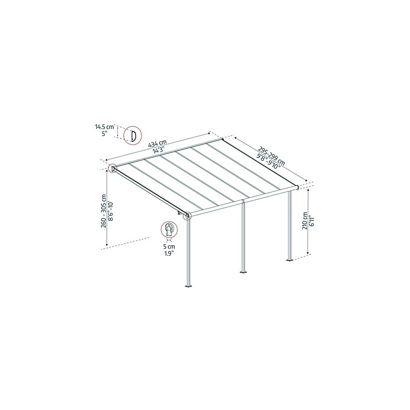 Palram - Canopia Sierra 10' x 14' Gray/Gray - Patio Cover (HG9077)