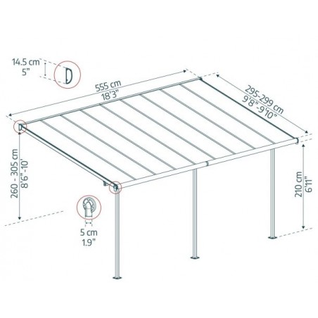 Palram - Canopia Sierra 10' x 18' Gray/Gray - Patio Cover (HG9078) Palram - Canopia Sierra 10' x 18' Gray/Gray - Patio Cover (HG9078)