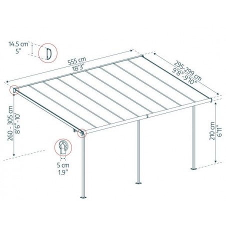 Palram - Canopia Sierra 10' x 18' Gray/Gray - Patio Cover (HG9078)