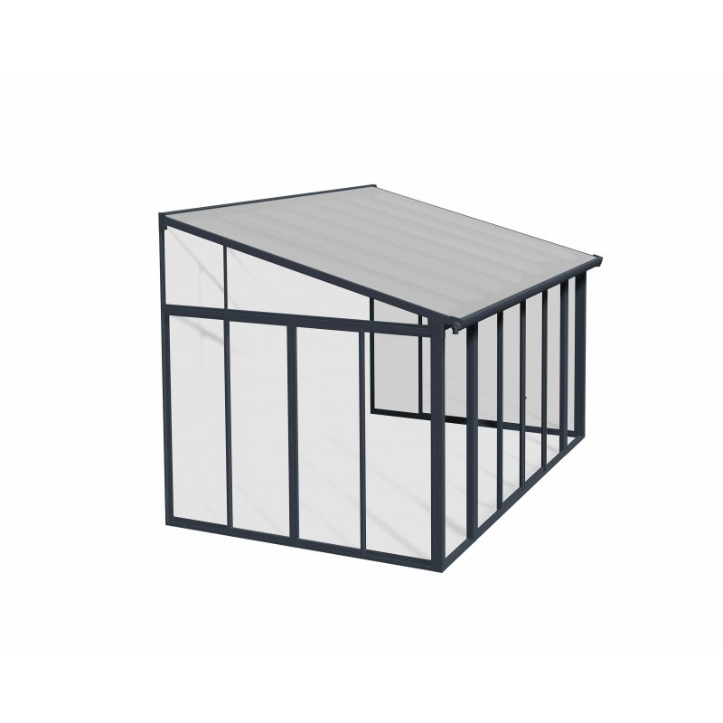 Palram - Canopia SanRemo 10' x 14' Patio Enclosure - Gray/Clear with Screen Doors-(6)  (HG9071)