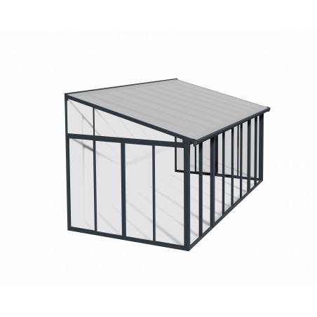 Palram - Canopia SanRemo 10' x 18' Patio Enclosure - Gray/Clear with Screen Doors-(6)  (HG9072)