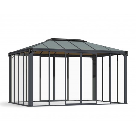 Palram - Canopia Ledro 10' x 14' Enclosed Gazebo w/screen doors - Gray/Bronze (HG9188)