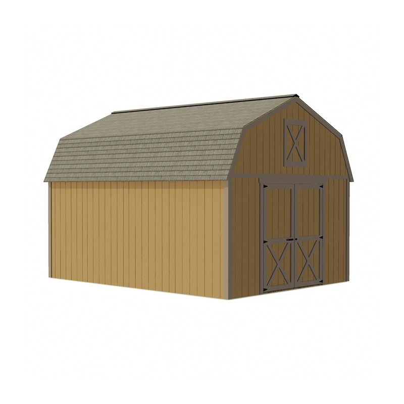 Best Barns Handcrafted Homestead Standard 12x16 Wood Barn Kit w/ Centered Gable Door, No Loft (HHOMDG16NL)