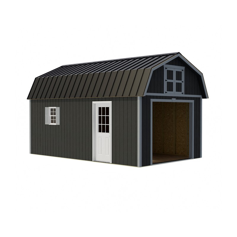 Best Barns Maker's Loft 12x16 Standard Garage Kit w/ Gambrel Roof & Split Loft, No Doors (MLOFND16LF)