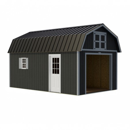 Best Barns Maker's Loft 12x16 Standard Garage Kit w/ Gambrel Roof & Split Loft, No Doors (MLOFND16LF)