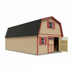 Best Barns Handcrafted Homestead 16x32 XL Wood Barn Kit with Transom Doors - (HHOMTD32)