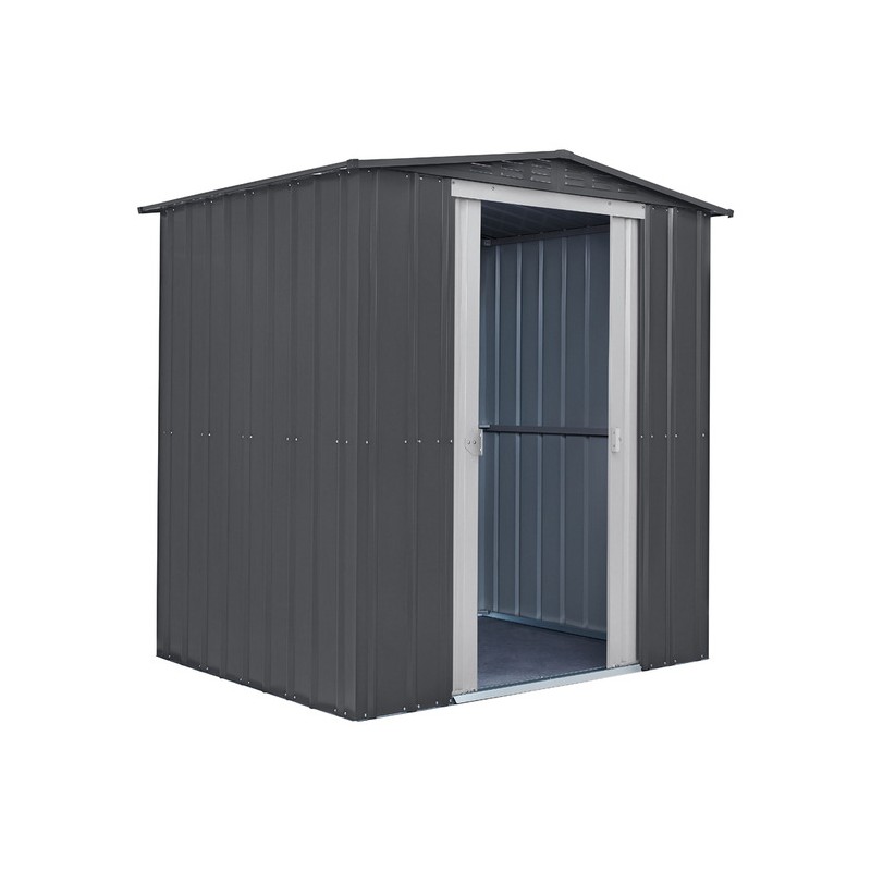 Globel 6x5 Metal Shed with Double Sliding Doors - Woodland Gray (G65DF2S)