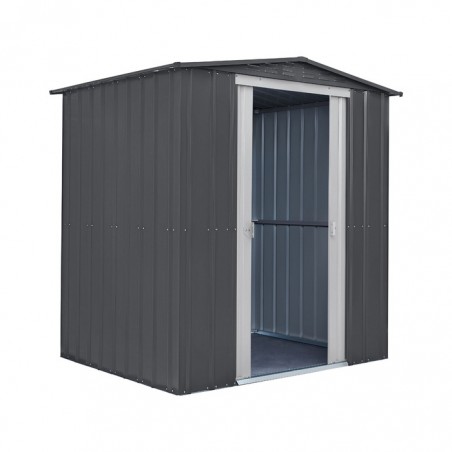 Globel 6x5 Metal Shed with Double Sliding Doors - Woodland Gray (G65DF2S)