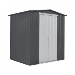Globel 6x5 Metal Shed with Double Sliding Doors - Woodland Gray (G65DF2S)