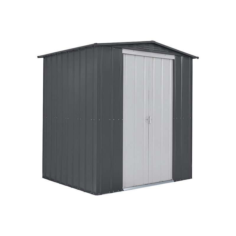Globel 6x5 Metal Shed with Double Sliding Doors - Woodland Gray (G65DF2S)