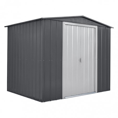 Globel 8x6 Metal Shed with Double Sliding Doors - Woodland Gray (MG86DF3S)