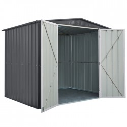 Globel 8x6 Metal Shed with Double Hinged Doors - Woodland Gray (MG86DF3DH)