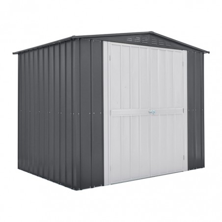 Globel 8x6 Metal Shed with Double Hinged Doors - Woodland Gray (MG86DF3DH)