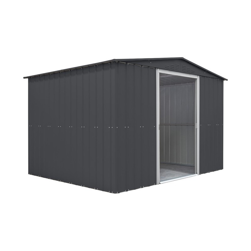 Globel 10x8 Metal Shed with Double Sliding Doors Woodland Gray (MG108DF3S)