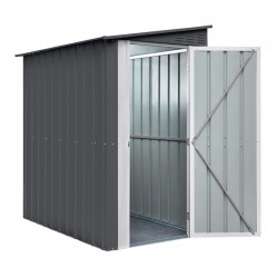 Globel 4x6 Metal Storage Lean-To Shed Single Hinged Door - Woodland Gray (L46DF3H)