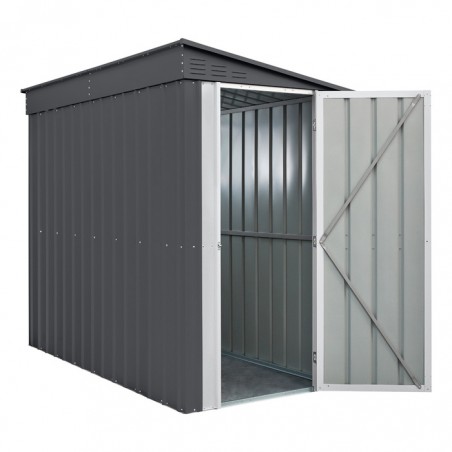 Globel 4x8 Metal Storage Lean-To Shed Single Hinged Door - Woodland Gray (ML48DF3H)